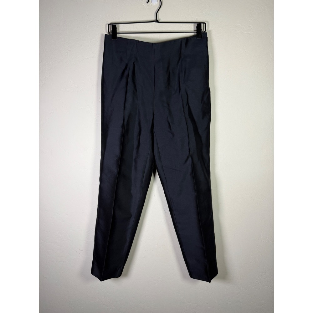 Dana Buchman Black 100% Silk Tapered Pleated Dress Pants High Rise Womens 6